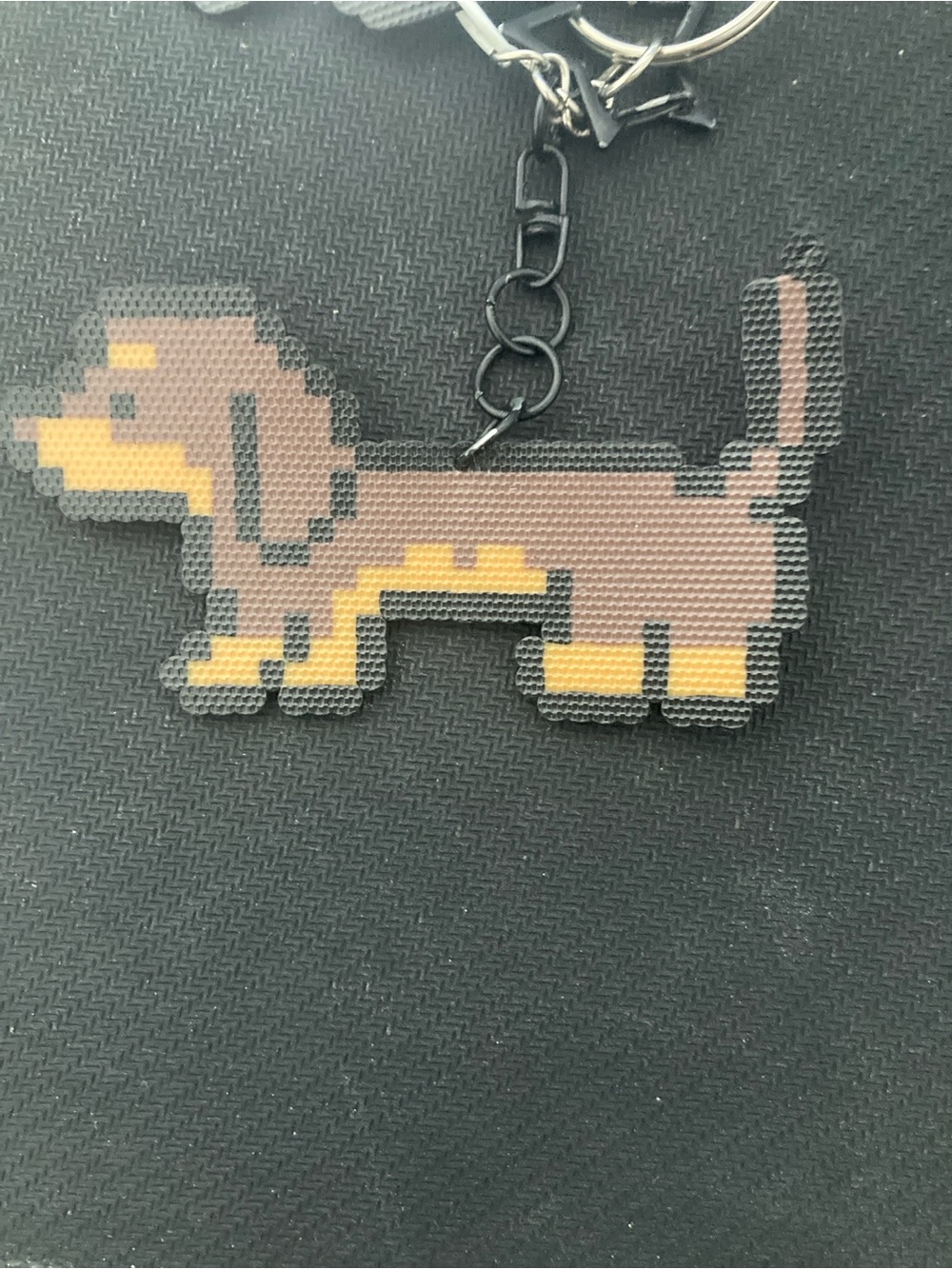 Pixel Dachshund Keychain - Brown & Yellow Dog Charm